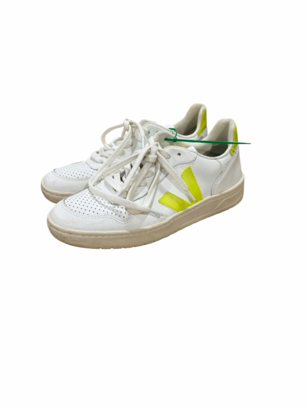 Women's Veja Sneakers White and Neon Yellow Size 6
